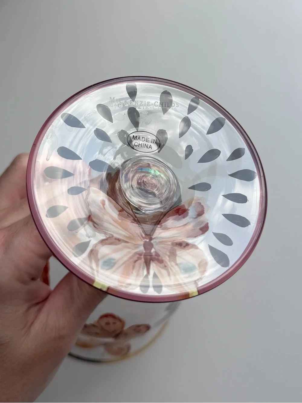 MacKenzie-Childs Butterfly Hill Novelty Wine Glass